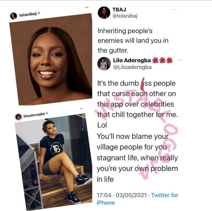 'Inheriting people's enemies will land you in the gutter' - BBNaija's Tolanibaj and Lilo advises netizens who fight over celebrities