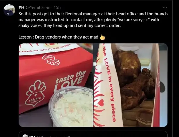 Man fumes over food ordered versus what was delivered to him, restaurant reacts