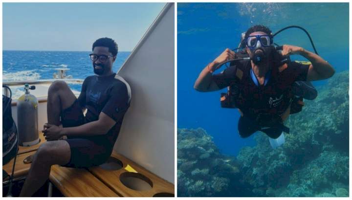 "Notin go make me do dis tin again" - Ric Hassani shares photos of him underwater