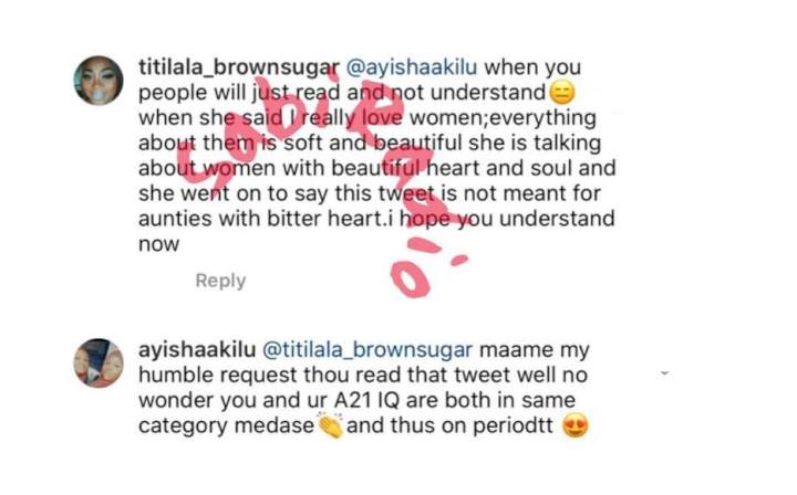Your IQ and that of your daughter are the same - Angel's mother dragged for defending daughter's post about bitter 30+ aunties