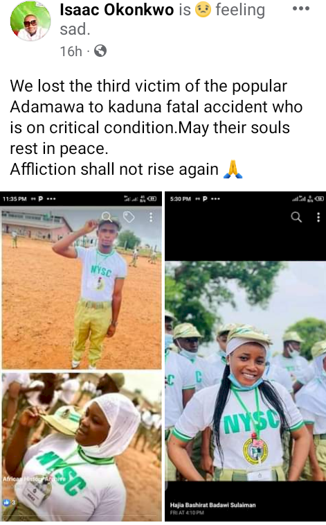 Corps member who survived Kaduna auto crash, dies