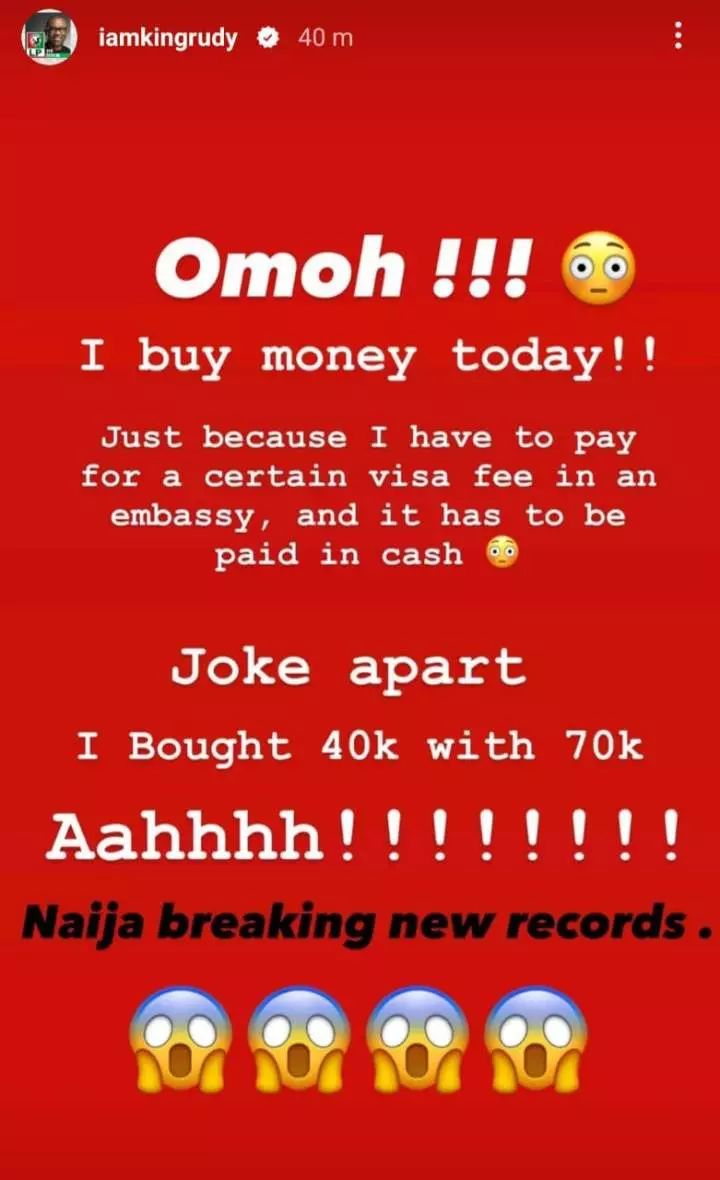 Naira scarcity: I 'bought' N40,000 with N70,000 today - Singer Paul Okoye laments