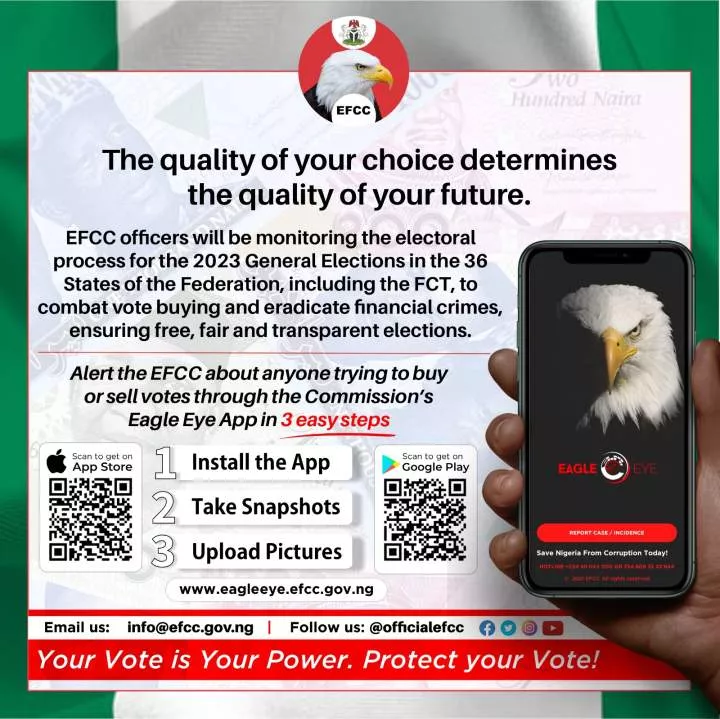 EFCC Deploys Officers, Releases Hotlines, Eagle APP To Report Vote Buyers