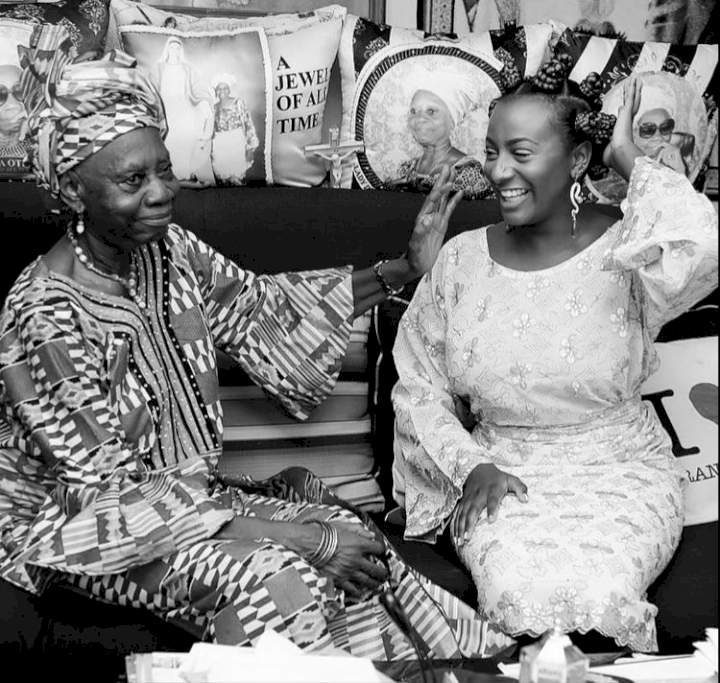 'She con dress like Mc Oluomo's manager' - Dj Cuppy's outfit to grandma's 90th birthday stirs reactions (Video)