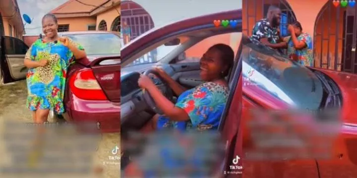 "He couldn't afford my N100 transport fare when we first met" - Nigerian woman reminisces as her husband gifts her a car (video)