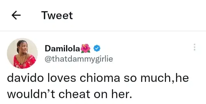Why Davido would never cheat on his wife, Chioma - Lady reveals