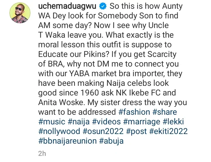'Now I know why Teebillz left you' - Uche Maduagwu blasts Tiwa Savage over braless appearance