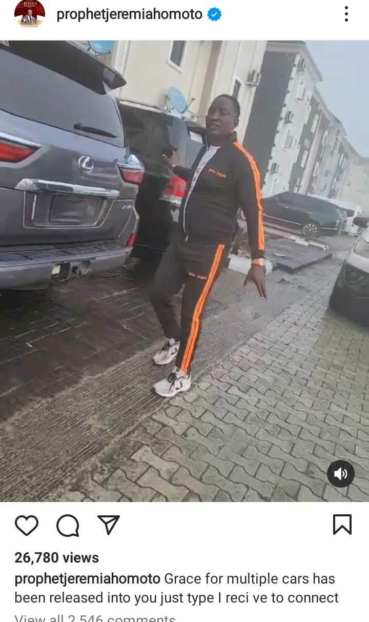'No be same God most of your members dey serve?' - Reactions as Prophet Fufeyin flaunts fleet of cars, says 'it's God that gives cars' (Video)