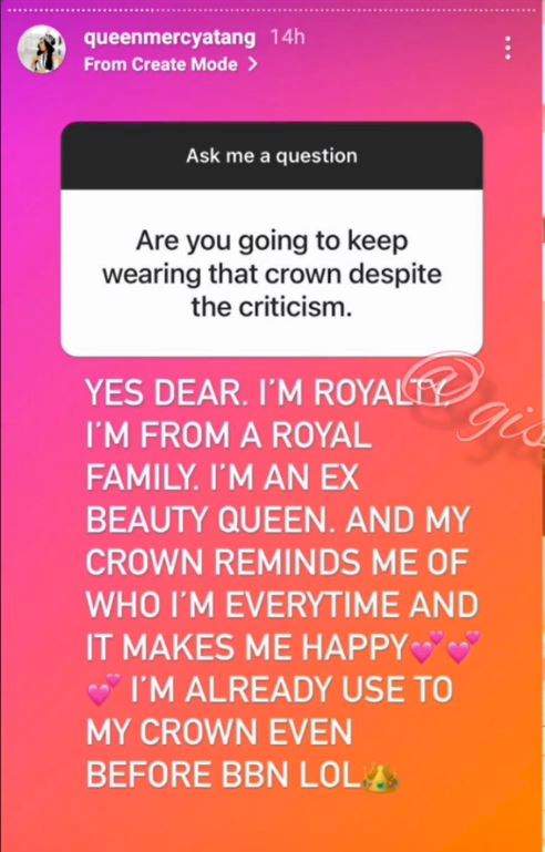 BBNaija's Queen reveals why she wears a crown