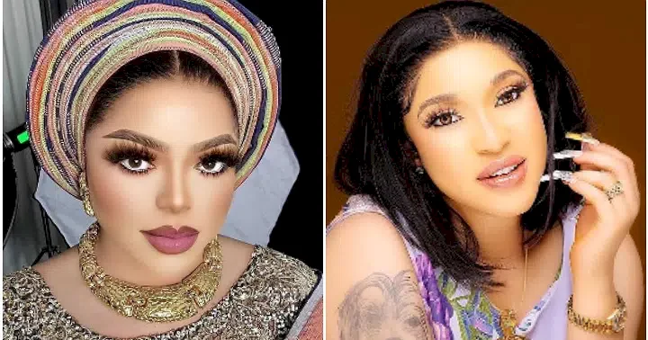 "I told her I'm not a lesbian" - Bobrisky says as he leaks video of Tonto Dikeh touching him