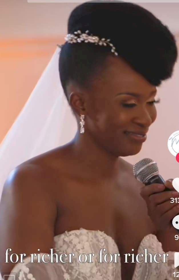Bride stirs confusion as she refuses to repeat 'for richer, for poorer' during vow (Video)