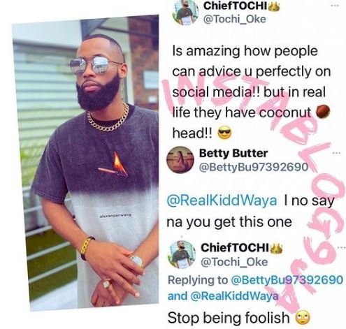 'Stop being foolish' - BBNaija's Tochi lashes out at fan who accused him of attacking Kiddwaya
