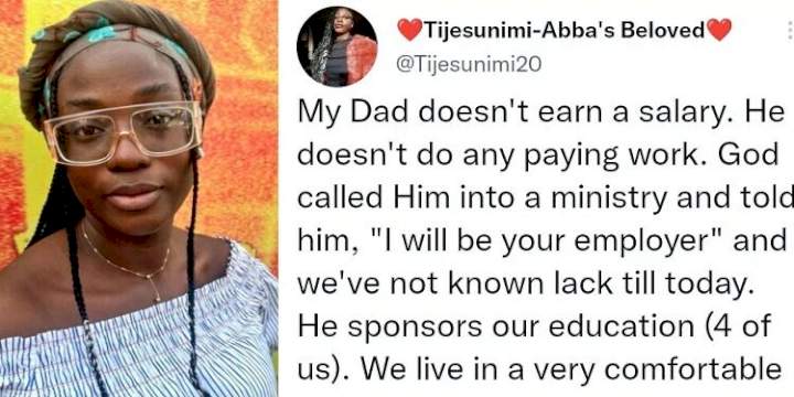 Nigerian lady celebrates her father for sponsoring his four children through school without a job