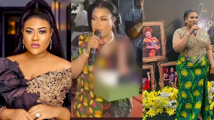 Nkechi Blessing under fire for sharing adult toys at mum's 1-year remembrance (Video)