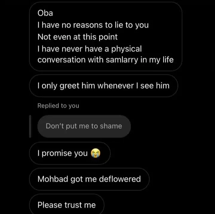 Chats leak as Mohbad's wife speaks on relationship with Naira Marley, Sam Larry
