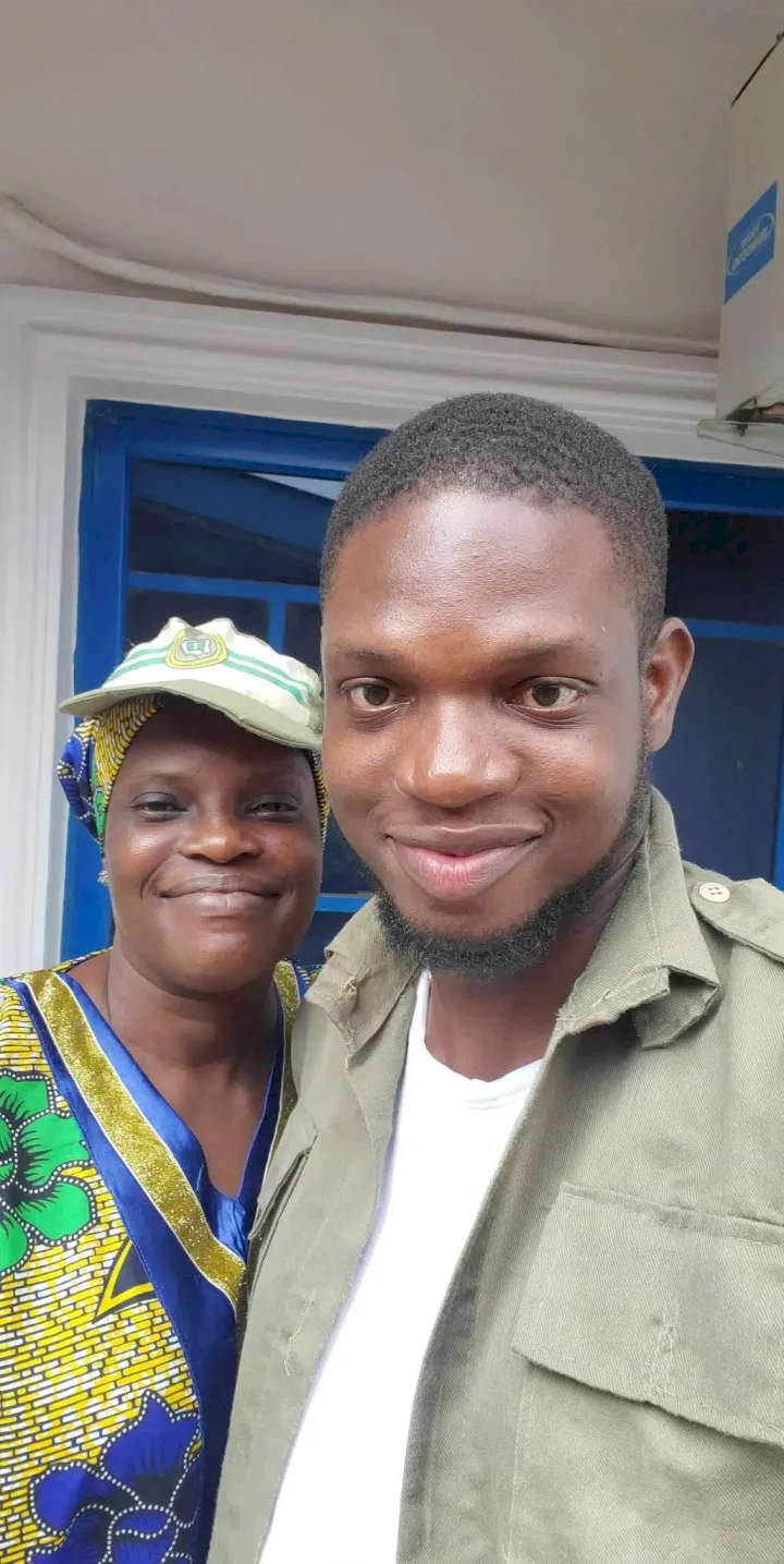 'He served twice' - Reactions as corper shares adorable throwback with mum