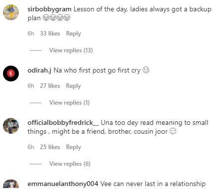 'She had a backup plan' - Reactions trail photo of Vee Iye with mystery man