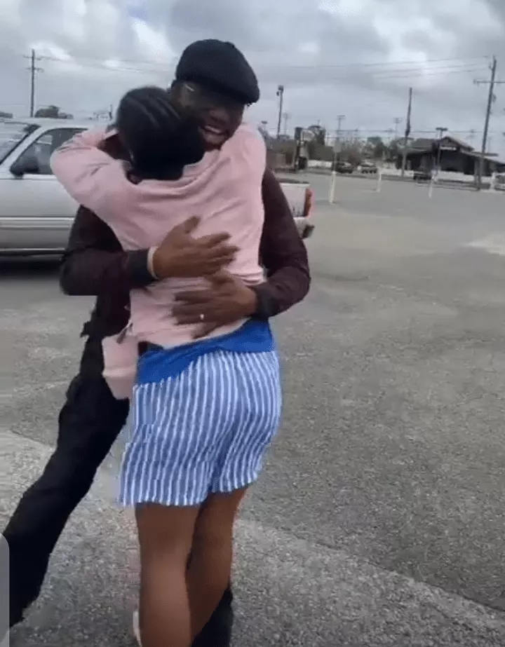 'Sometimes all you need is your dad' - Nigerian lady jumps on father as he pays her a surprise visit in school (Video)