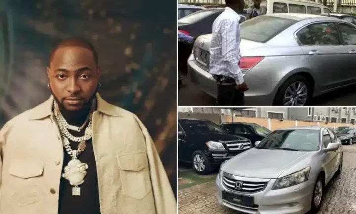 'Keep pushing' - Reactions as photos of Davido's first car surfaces