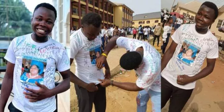 "Your dream for me has been achieved, but you are no more to witness it" - Young man pays tribute to his late mother as he signs out from polytechnic