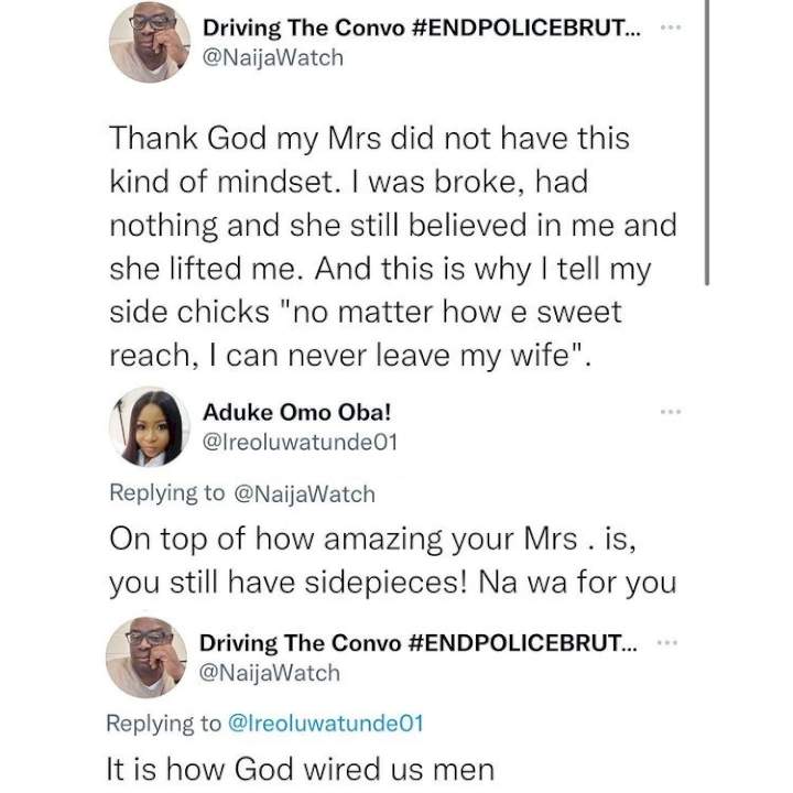 'I tell my side chicks, no matter how e sweet reach, I can never leave my wife' - Man brags as he praises wife