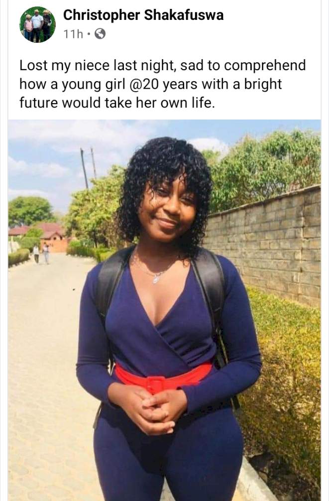 'Sad to comprehend how a 20-year-old girl would take her life' - Man mourns niece