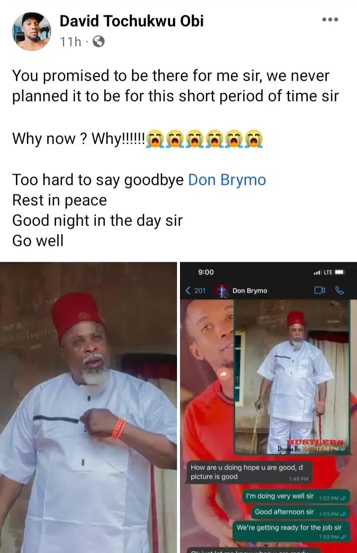Nigerian man in tears as he shares his last chat with late Don Brymo