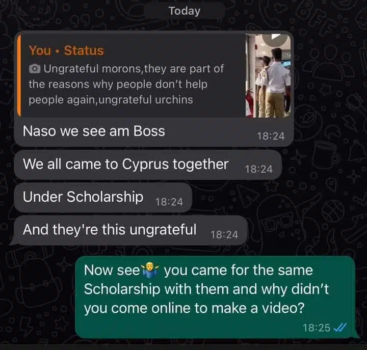 Chats leak as Nigerian man living in Cyprus exposes Happie Boys