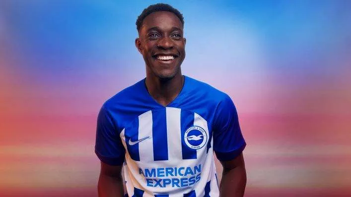 Danny Welbeck shows off Brighton's new home kit