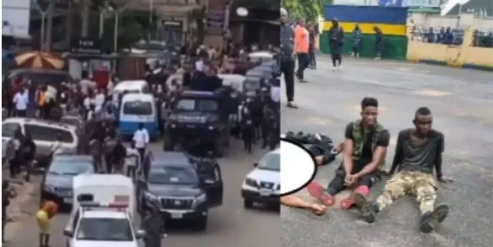 'Nigerian police don dey work ooo' - Imo residents hail NPF for swiftly intercepting robbers attacking jewelry shop (Video)