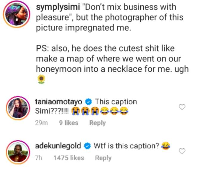 Adekunle Gold reacts as Simi reveals how a photographer impregnated her