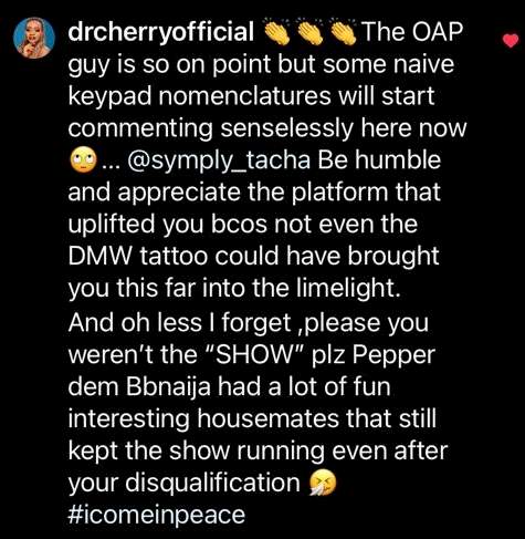 'Don't be ungrateful; even DMW tattoo did not bring you fame' - Dr Cherry & N6 drag Tacha to filth