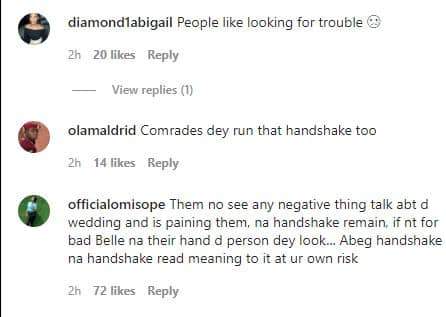 Reactions trail Banky W and Mercy Chinwo's husband, Blessed's unusual handshake