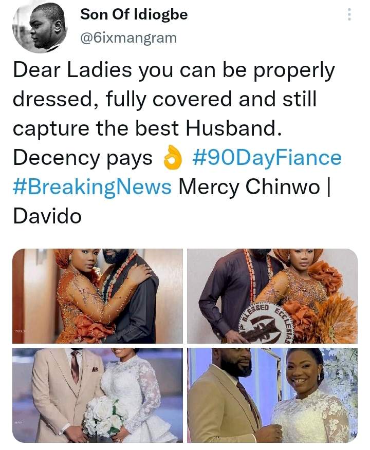 Man cites Mercy Chinwo and husband as he advises women on how to dress to capture the best husband