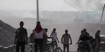 Fires break out at the Nahal Oz military site after Hamas entered it.Getty Images