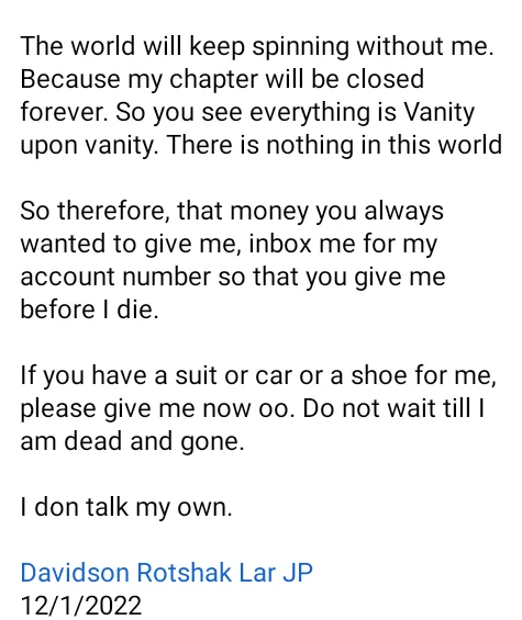 'Everyone will forget me and move on with their lives' - Nigerian man dies one year after he penned poignant post on what will happen after his death