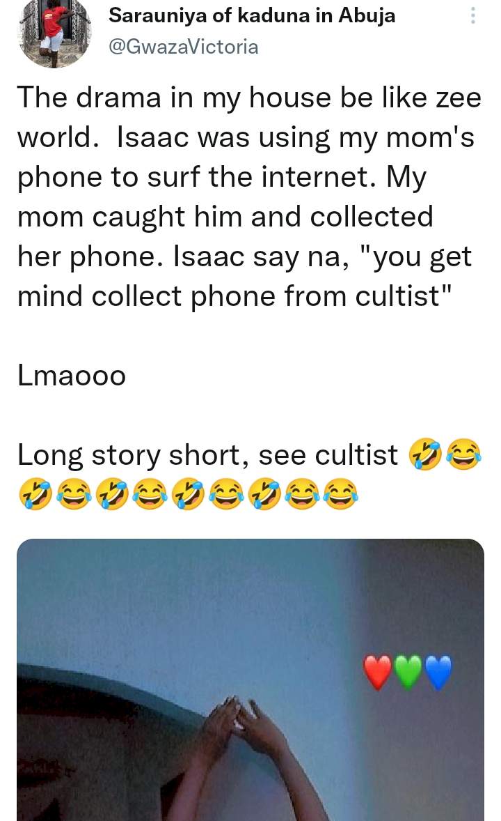 Young boy gets disciplined after telling his mother, 'you get mind collect phone from cultist'