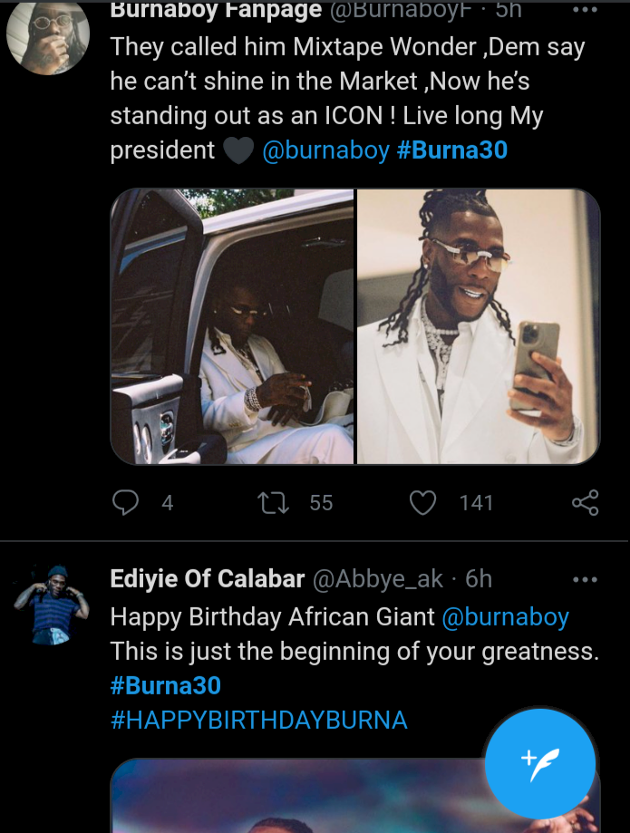 Nigerians celebrate Burna Boy as he clocks 30 today