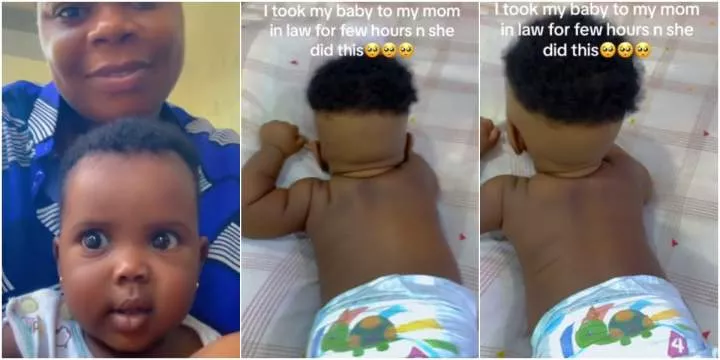Lady who left her baby with mother-in-law for just 1 hour cries out after returning to see her child