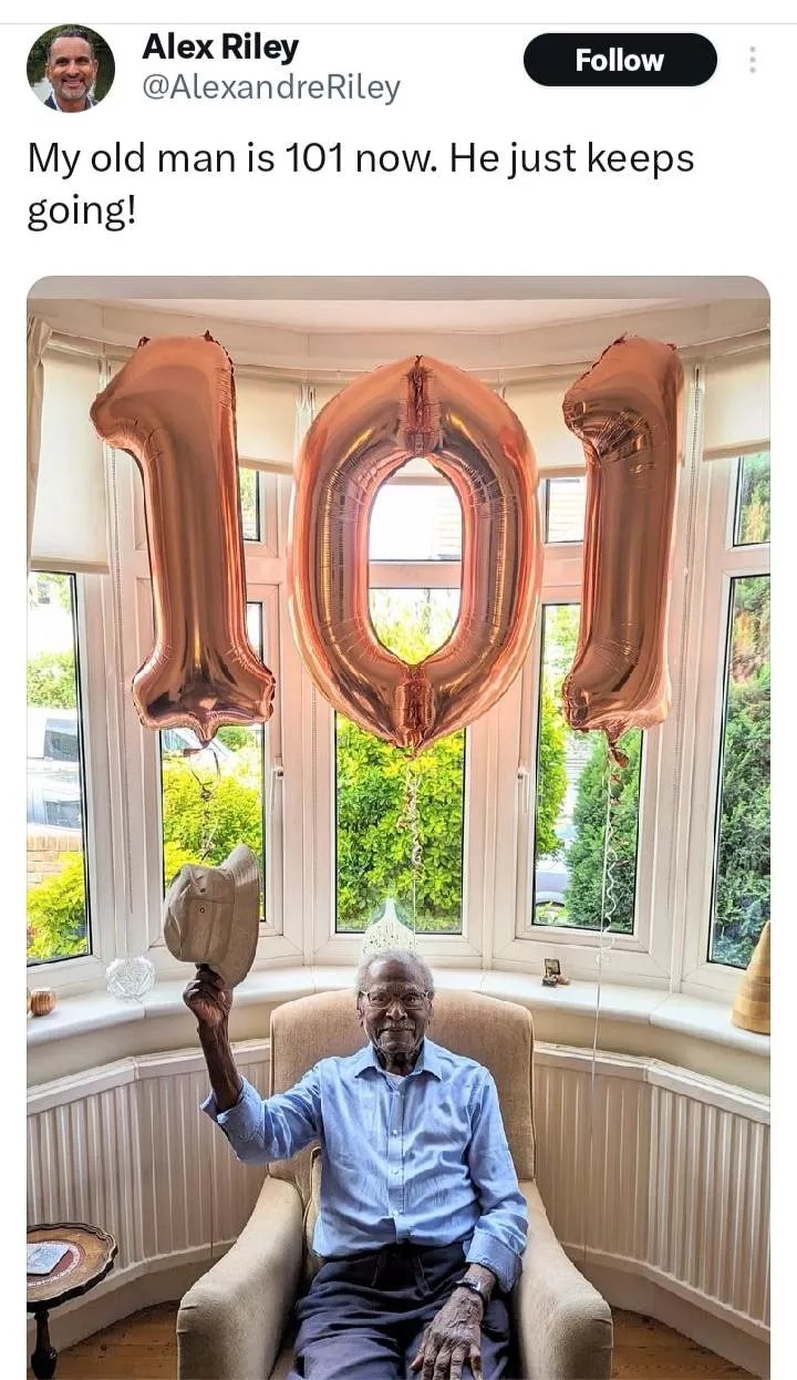 Man celebrates agile-looking dad as he turns 101