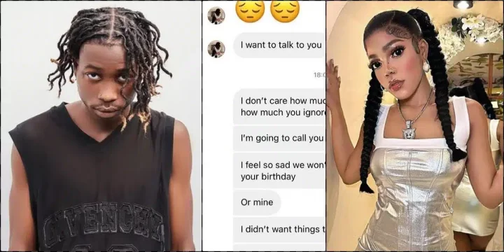 "I didn't want things to go this way" - Lil Frosh leaks chat with Cute Gemini begging