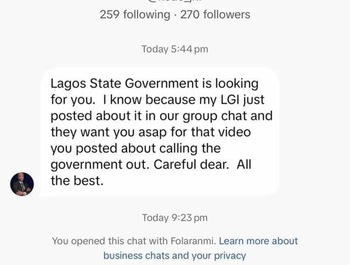 Lagos corper cries out over alleged threats after criticizing Tinubu's govt.