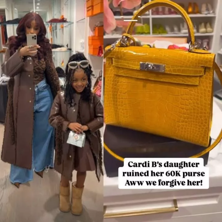 Cardi B laments after her daughter drew on her $60k Birkin bag (video)