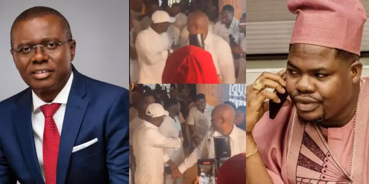 'So you won't greet me?' - Moment governor Sanwo Olu mets Mr Macaroni at Tony Elumelu's all-white party