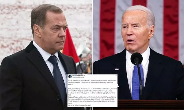 Joe Biden 'is a mad, mentally disabled individual set on dragging humanity to hell' - Former Russian President, Dmitry Medvedev blasts