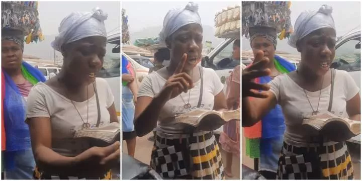 "I don't have any excuse" - Lady who can't speak stuns many as she is spotted preaching, winning souls on street