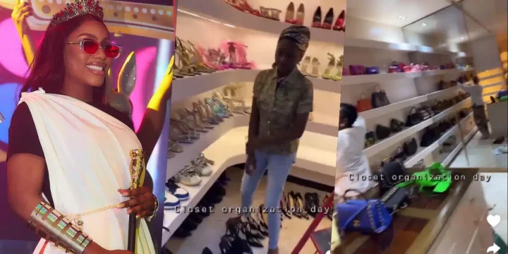 "Na boutique?" - Mercy Eke causes buzz as she shows off her shoe and bag closet