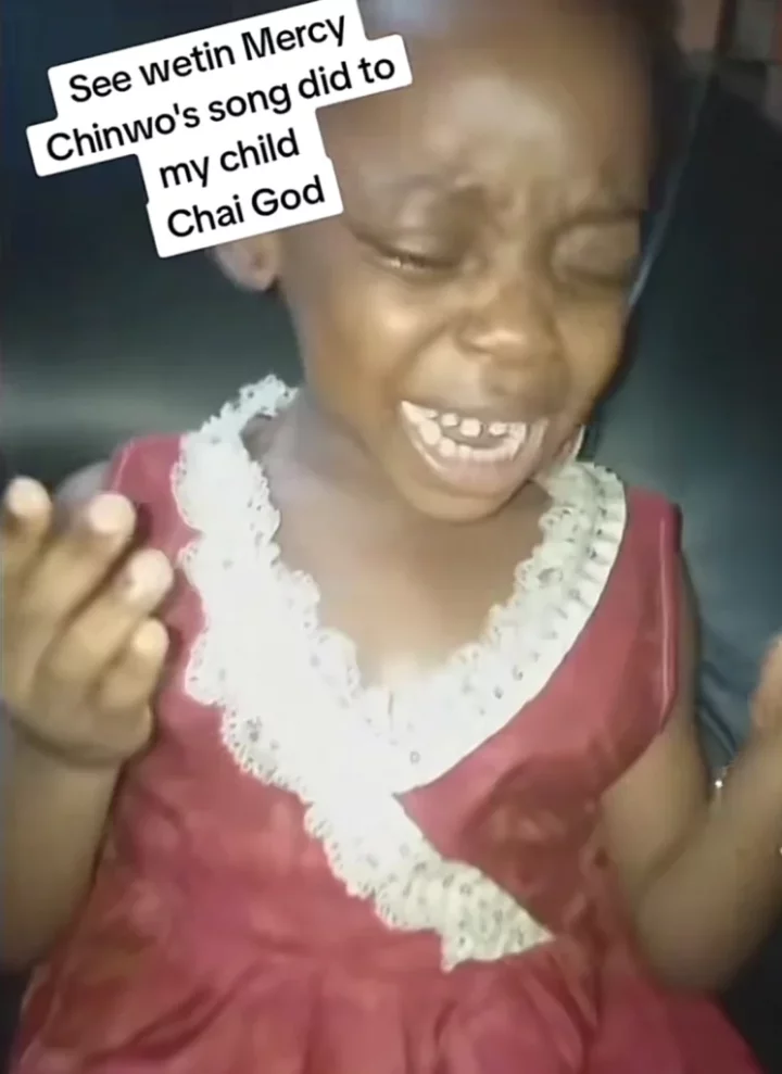 Little girl gets emotional while listening to Mercy Chinwo's song