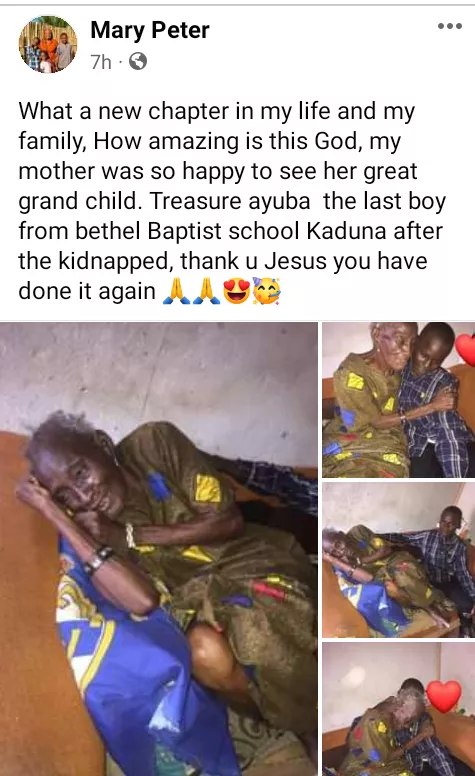 Emotional moment Bethel Baptist School pupil reunited with his great-grandmother after 800 days  in captivity