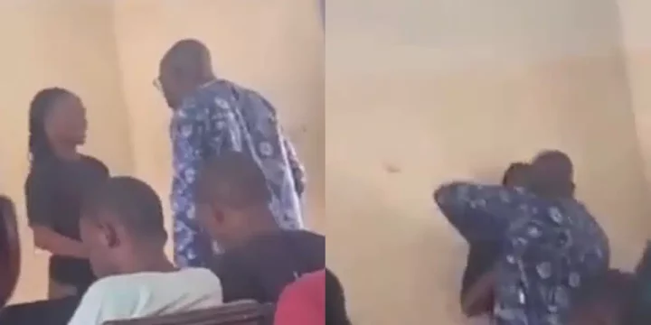"This is assault" - Nigerians react as OAU lecturer goes physical with his student, punches him
